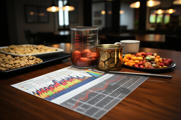 Poster - A detailed financial report showing charts and graphs reflecting market trends. Generative Ai.