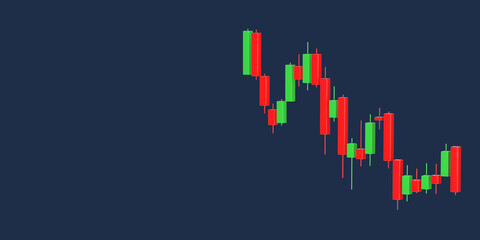Poster - Green and Red Trading Financial Candlesticks Pattern Chart. 3d Rendering