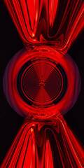 Poster - vivid red spiral pattern and design on a black background