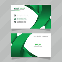 Poster - Creative business card design with 3D shape concept. Green and white color personal information card design. Editable and horizontal design idea for name card with background.