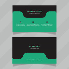 Poster - Simple and illustrator business card design layout. Creative design template for personal information card. Editable and printable vector design for visiting card with green and black color.