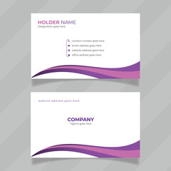 Poster - Simple and horizontal design layout for  personal identity card. Creative and vector design presentation for business card. Colorful double sided business card design mockup with purple color.