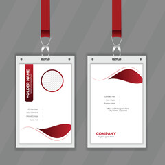 Poster - Vertical and minimal design concept for corporate identity card design. Double sided professional design  for student information card. Red and white background color membership card also editable fil