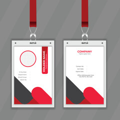 Poster - Stylish and unique design template for office stationery. Red and white color identity card design presentation. Easy to customize illustrator file for membership information card design template. 