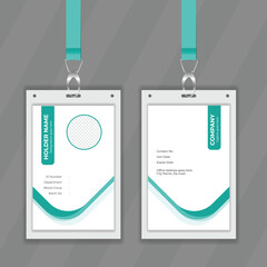 Poster - Editable illustrator layout file for ID card. Simple or professional design concept for office employee ID card. Green color membership card design layout white background also easy to customize file.