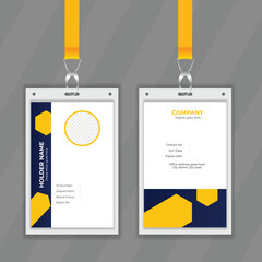 Poster - Modern design template for ID Card. yellow color student information card design. Vertical design concept membership card. Editable design layout for office stationery. Stuff information card design.