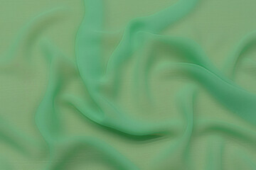 Wall Mural - Texture, background, pattern. Texture of green silk fabric. Beautiful emerald green soft silk fabric.