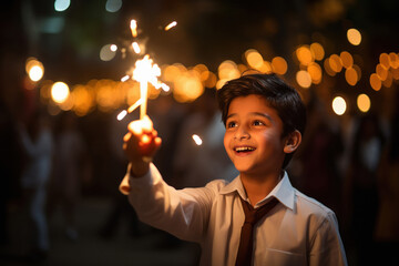 Sticker - indian boy celebrating diwali festival