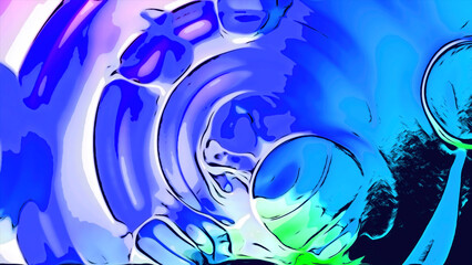 Poster - Top view of water circles in slow motion. Motion.. Endless spreading circles of liquid.