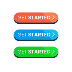 Poster - Get started button  concept illustration flat design vector. simple modern graphic element ui, icon