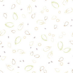 Wall Mural - Seeds seamless pattern. Line art vector illustration. Healthy organic food background. 