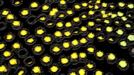 Poster - Wavy motion of up and down moving columns. Motion. Shimmering contrasting tubes.