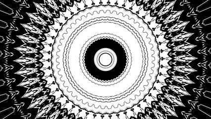 Poster - Spreading kaleidoscopic fractal shapes. Motion. Symmetric pattern with floral shapes.