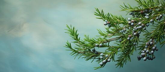 Aufkleber - Natural isolated pastel background Copy space with branches and juniper berries