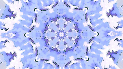 Poster - Spreading kaleidoscopic fractal shapes. Motion. Symmetric pattern with floral shapes.