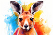 watercolor style design, design of a kangaroo