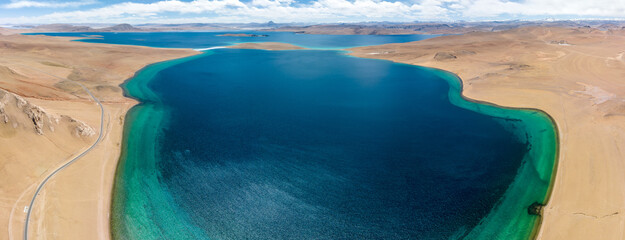 Wall Mural - Aerial view of icy lake in Tibet,China