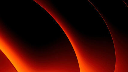 Fototapete - Bright red minimal round lines,abstract futuristic tech motion background. Design. Glowing and flowing arcuate stripes.