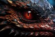 Dragon's eye up close, capturing the intricate details and fiery intensity, Generative AI 