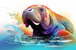 watercolor style design, design of a walrus
