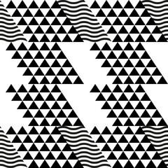 Leinwandbilder - Modern abstract geometric contemporary vector seamless diagonal pattern with simple elements and shapes. Graphic black and white minimalist background.