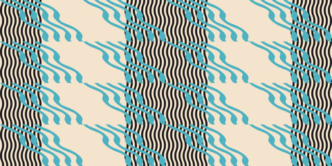 Fototapete - Modern abstract geometric retro vector seamless diagonal pattern with simple elements and shapes. Graphic pastel colored minimalist background.