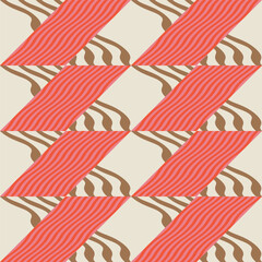 Fototapete - Modern abstract geometric contemporary vector seamless diagonal pattern with simple elements and shapes. Graphic pastel colored minimalist background.