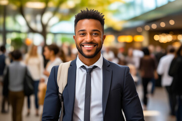 Poster - Man in suit and tie smiling for the camera.