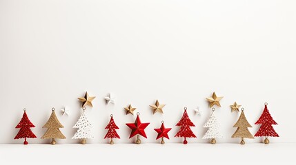 illustration of christmas ornaments for greeting cards isolated over white background.