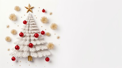 Illustration of Christmas tree ornaments for greeting cards isolated over white background.