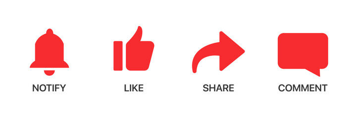 Poster - Social media icons collection. Notify, like, share, comment icons. Social media app icons