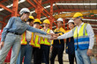 © Nassorn - Group of teamwork person holding hands strength collaboration concept. Business partnership success together team. Group of people unity friendship, circle connection.