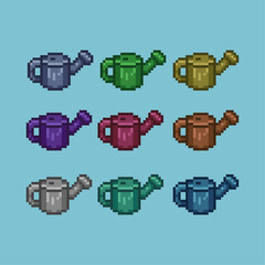 Leinwandbilder - pixel art sets of plant waterer with variation color item asset simple bits of plant waterer on pixe