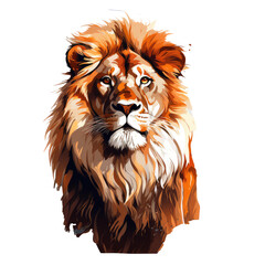 lion with kind eyes, cool art isolated on transparent background . Generative AI