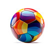 coloeful soccer ball, white - cleen isolated on free PNG background. 3d rendering