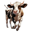 cute cow full body illustration isolated on transparent background . Generative AI