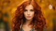 © mandu77 - Autumn woman. Beautiful attractive young woman with long red hair in the autumn park.