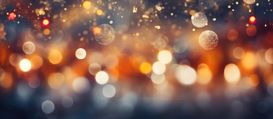 Poster - Christmas tree bokeh creates a vintage winter party atmosphere on a blurred background