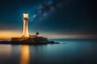 lighthouse at dusk at night