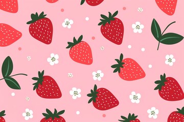 Wall Mural - Strawberry pattern banner wallpaper, simple background