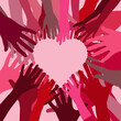 Hände bilden ein Herz mit Textfreiraum für Valentinstag