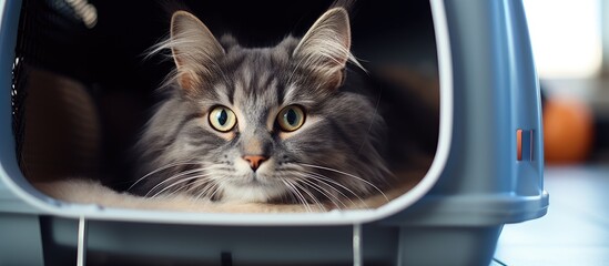 Naklejka na meble Cat leaves pet carrier