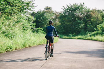 Poster - Riding bike in spring forest