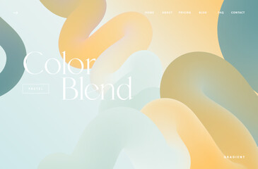 Wall Mural - soft pastel gradient fluid flow shape landing page. cold tones modern color blue and yellow bland ba
