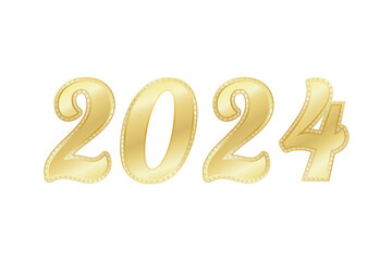 2024 gold New Year numbers with diamonds. Stylish fashion gold vector illustration. Vector illustration