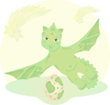 Fototapeta Dinusie - Cute dinosaur, cartoon character, vector illustration, EPS 10