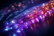 close-up of glowing fiber cable. Generative AI