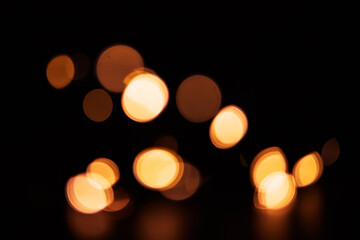 Canvas Print - gold, bokeh and mockup with light on dark background for new year, christmas or festive fireworks ce