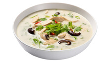 Traditional Asian Soup Tom Kha Kai Soup Isolated On White Transparent Background