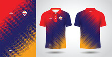 Blue Red And Yellow Polo Sport Shirt Sublimation Jersey Template